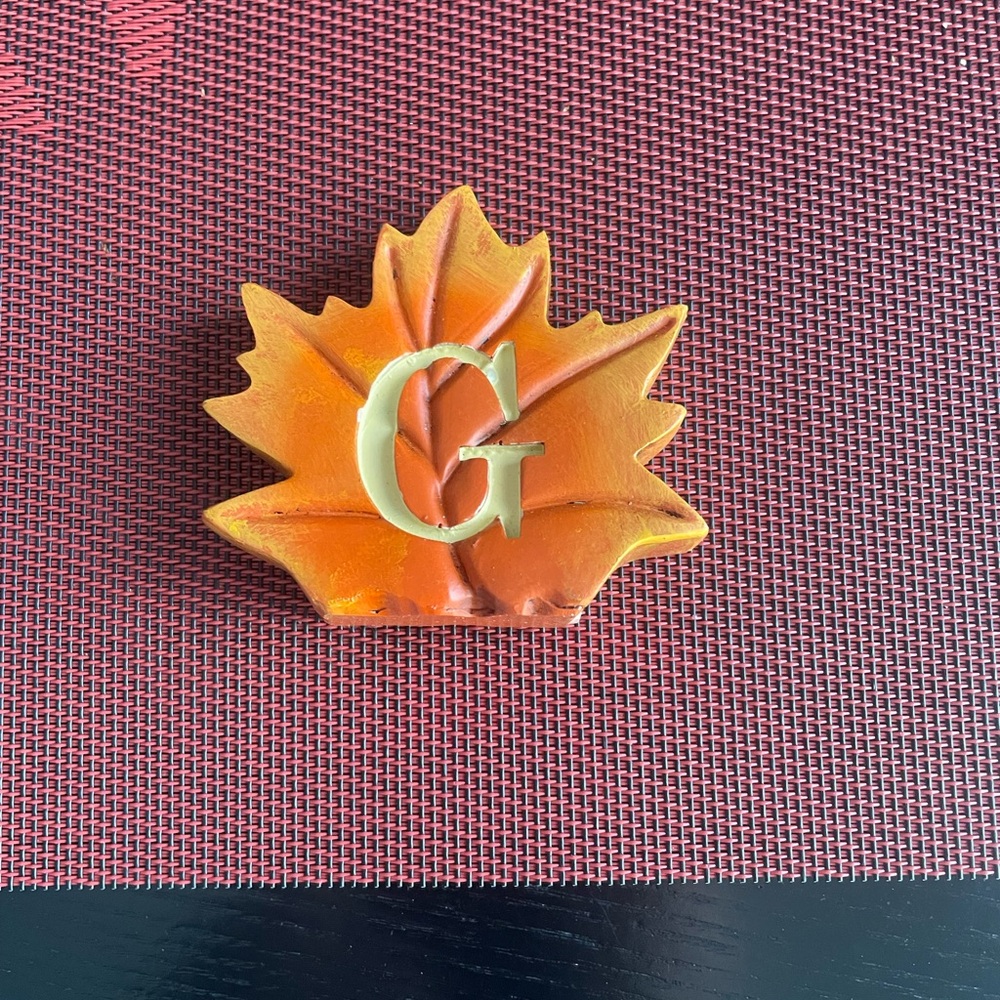 Ashland Fall Orange monogram Leaf Shaped Decor with Letter G table top decor